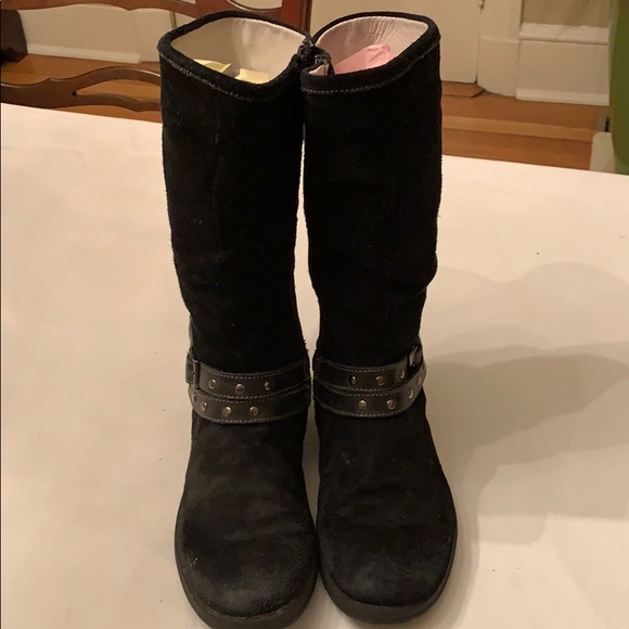 Girl’s Black Suede Boots Size 4 - Picture 2 of 4